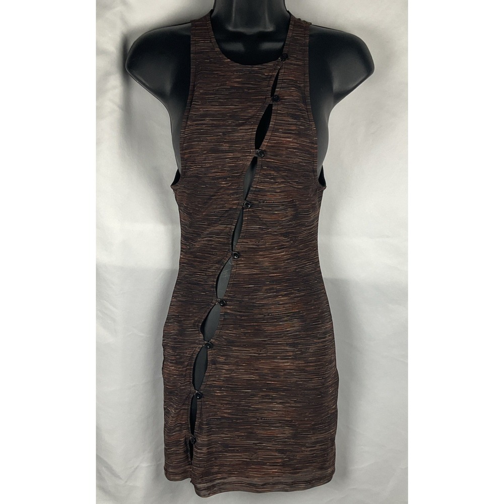 Motel Rocks Size XS Aida Mesh Lined Asymmetrical Button Cut Out Mini Dress